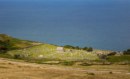 Cemetary by the sea in walesの写真素材