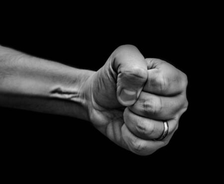 Low Key black and white forearmの写真素材