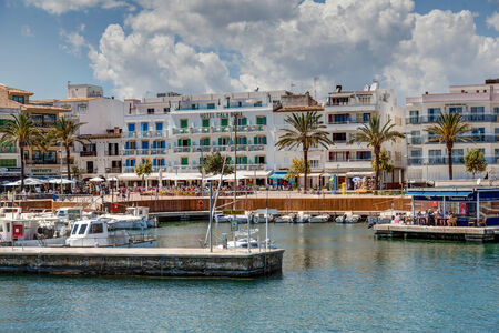 Cala Bona, Majroca, Spain - April 24, 2014  A view of the Harbourのeditorial素材