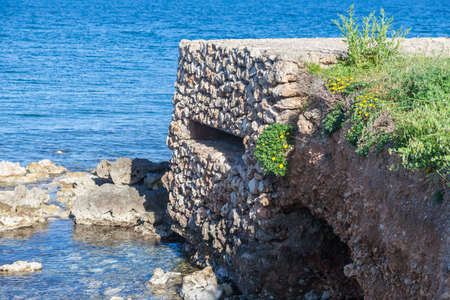 ww2 bunker at cala bona majorcaの写真素材