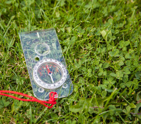 Shot of Orienteering compass on stringの写真素材