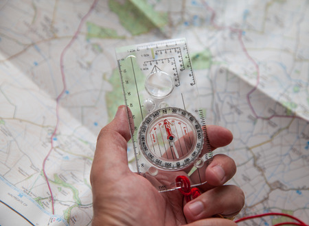 Shot of Orienteering compass on stringの写真素材