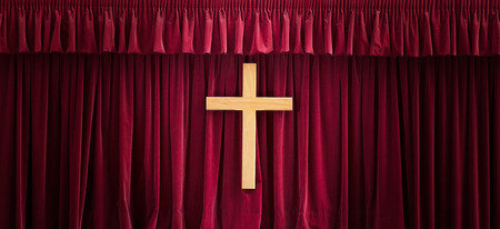 Christain background wiht a wooden crossの写真素材