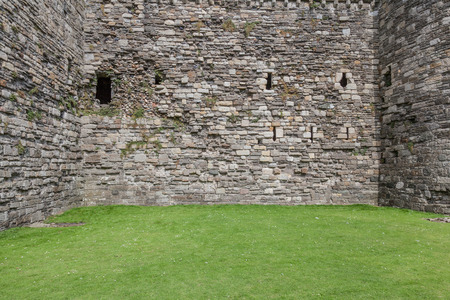 Old wall and grass back dropの写真素材