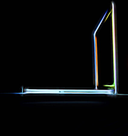 laptob abstract icon on a black backgroundの写真素材
