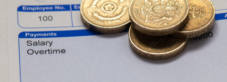 Pay slip close up macro shotの写真素材