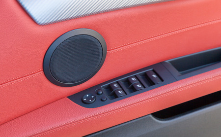 Red leather in a Car Interior