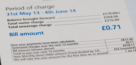 Close up of a water utility billの写真素材