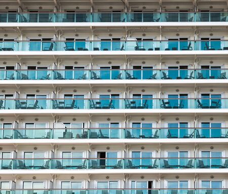 Balconies on a crusie shipの写真素材