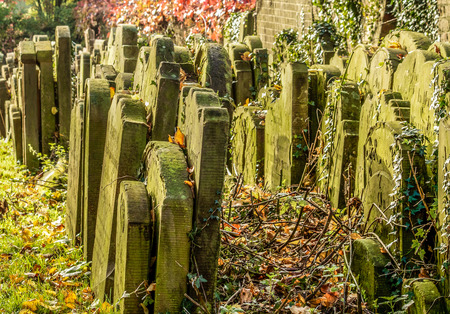 old abandoned grave stones in sunlightの写真素材