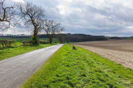 Fields and clouds in the Lincolnshire woldsの写真素材