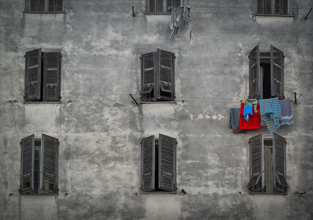 Windows on an old buildingの写真素材