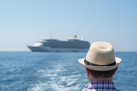 Cruise ship on the oceanの写真素材