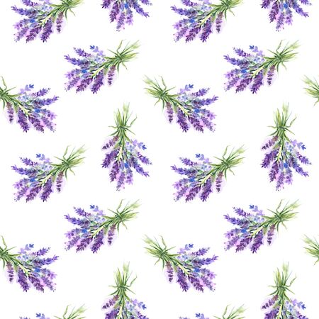 Seamless pattern with bouquets lavender of branchesの写真素材