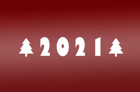 Happy new year 2021. Red background.