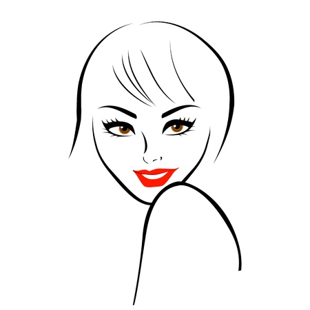 Abstract lady in maroon lipstickのイラスト素材