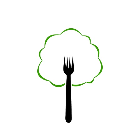 Tree and fork- organic food conceptのイラスト素材