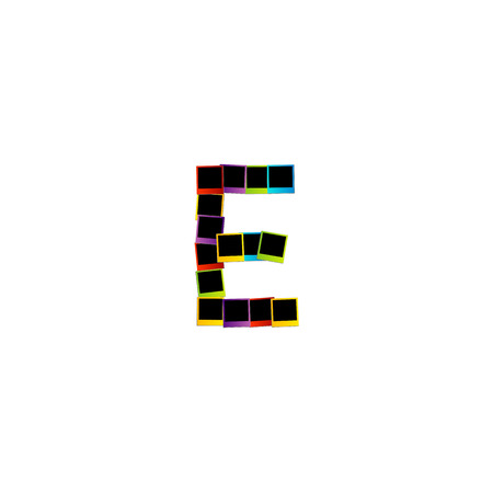 Alphabet E with colorful photosのイラスト素材