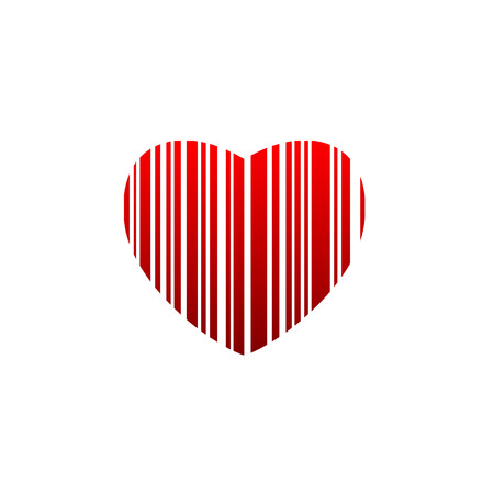 Heart with red stripes- valentine bar codeのイラスト素材