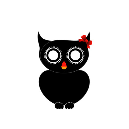 Haloween owl with red crownのイラスト素材