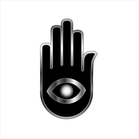 Logo for psychic or mind reader- Hand with third eye のイラスト素材