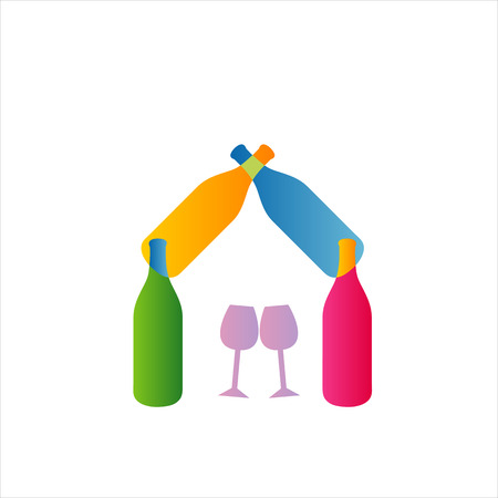 House with wine bottlesのイラスト素材