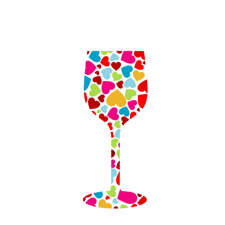 glass with multicolor heartsのイラスト素材