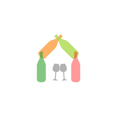 House with wine bottlesのイラスト素材