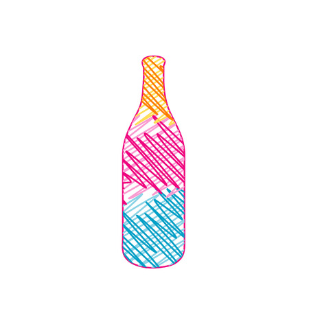 Bottle with colorful sketchesのイラスト素材