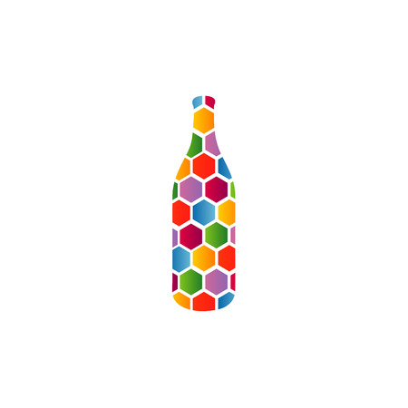 bottle with colorful honeycombのイラスト素材