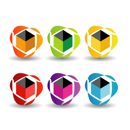 Set of business icon in different colors with shadowのイラスト素材