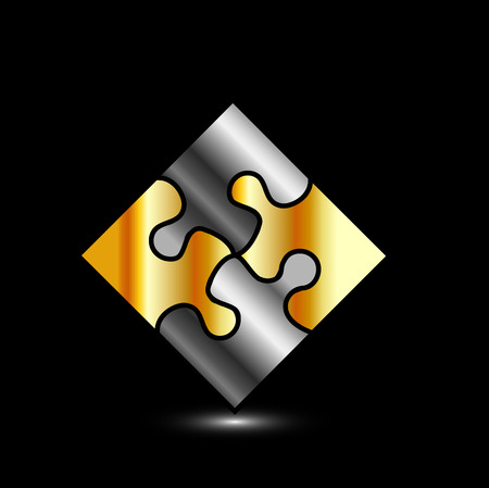Gold and silver puzzle- corporate logo for businessのイラスト素材