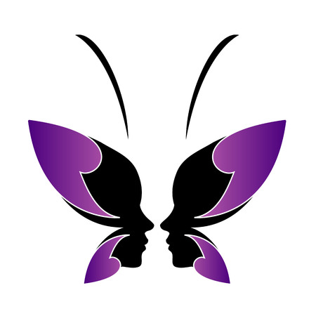 Face of a lady and butterfly- logo concept for spa or beautyのイラスト素材
