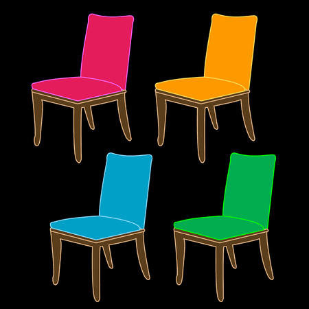 Colorful dining chairs on a white backgroundのイラスト素材