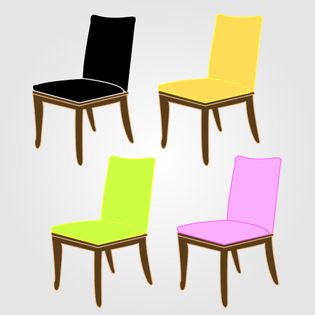 Colorful dining chairs on a white backgroundのイラスト素材
