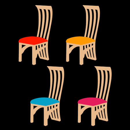 Colorful Designer dining chairsのイラスト素材