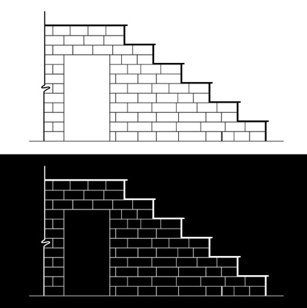 Drawing of a brick stair with stone or marble slabのイラスト素材