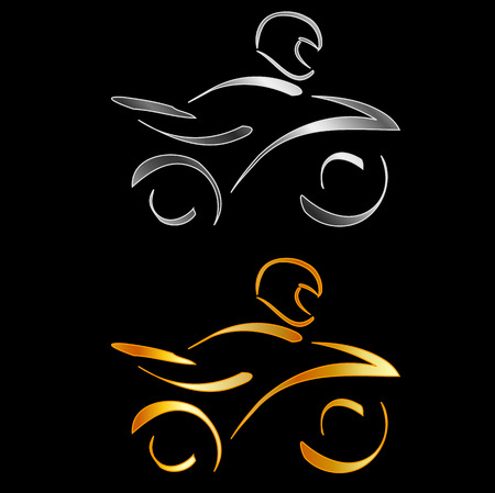 Abstract drawing of a motorbike and biker wearing helmetのイラスト素材