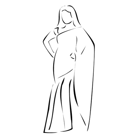 Asian girl wearing sariのイラスト素材