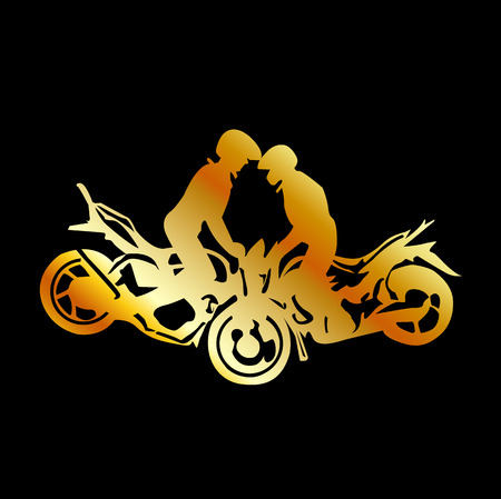 Men performing stunt on motorbikeのイラスト素材