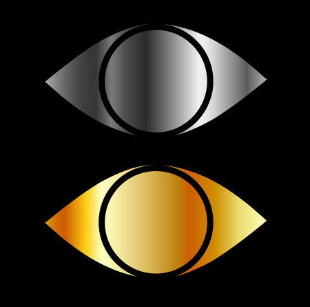 Set of eyes symbols in gold and silverのイラスト素材
