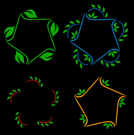 Design elements set with green foliageのイラスト素材