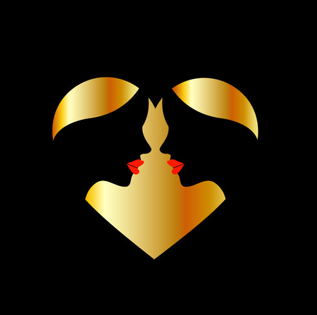 Women whispering in the dark forming a heartのイラスト素材