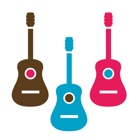 Acoustic guitar is simple colorsのイラスト素材