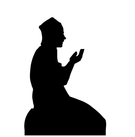 Silhouette of a Muslim praying manのイラスト素材
