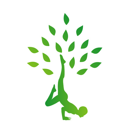 Person in yoga pose forming a healthy treeのイラスト素材