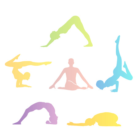 Yoga poses silhouetteのイラスト素材