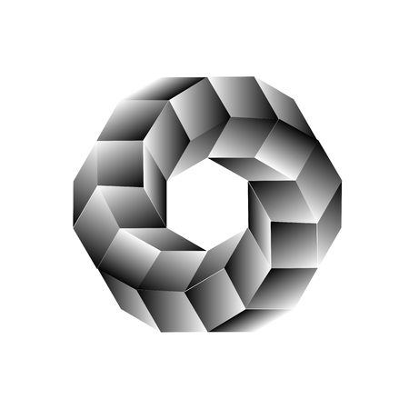 Hexagon and cubes with optical illusion effectのイラスト素材