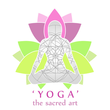 Yoga position with lotus- Padmasanaのイラスト素材