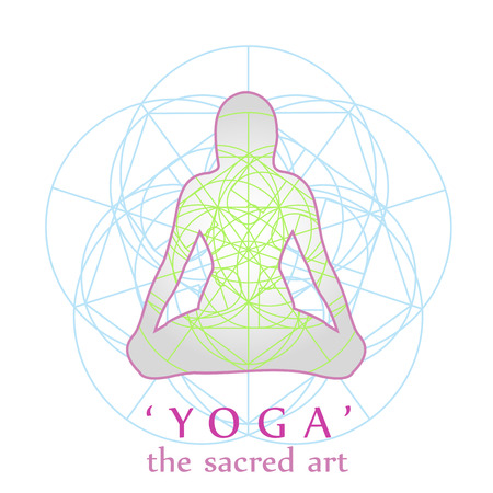 Yoga position with sacred geometryのイラスト素材